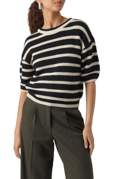 Vero Moda Fabulous Stripe Crewneck Sweater In Black Stripes W Bir