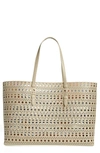 Alaïa Mina 44 Perforated Leather Tote In 055 - Argile