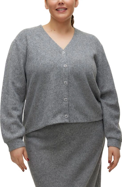 Vero Moda Curve Blis V-neck Cardigan In Light Grey Melange