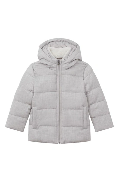 Reiss Disere Jr Hooded Puffer Coat In Soft Grey