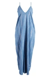 Elan V-neck Cover-up Maxi Slipdress In Blue/ Silver