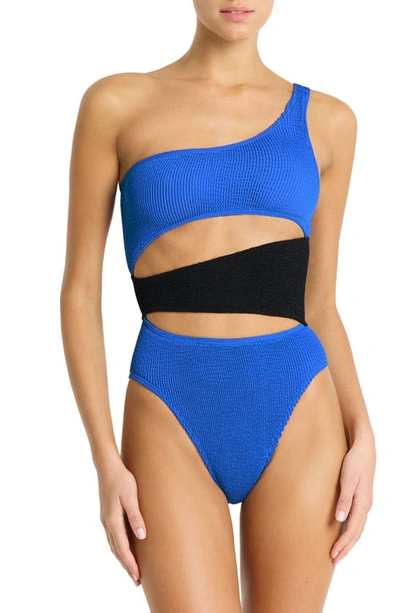 Bondeye Bound By Bond-eye Splice Rico Cutout One-shoulder One-piece Swimsuit In Cobalt / Black