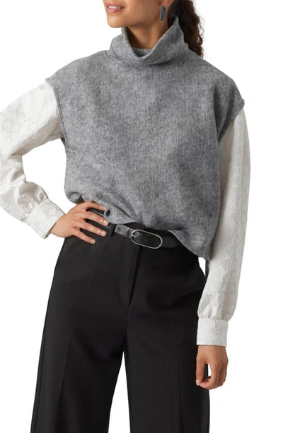 Vero Moda Blis Cap Sleeve Turtleneck Sweater In Light Grey Melange