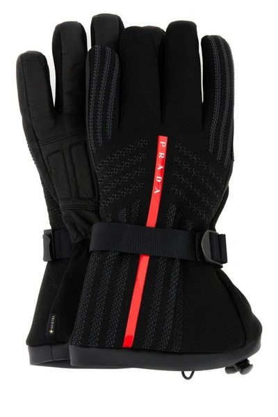 Prada Man Black Gore-tex And Leather Ski Gloves
