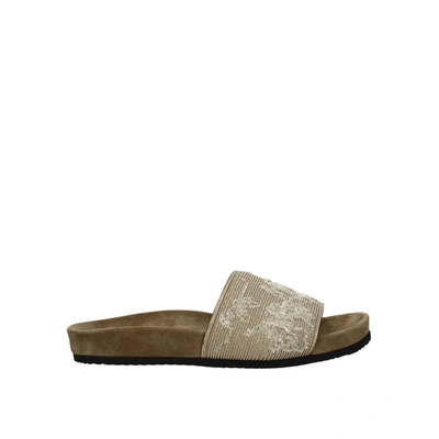 Brunello Cucinelli Leather Flats In Beige