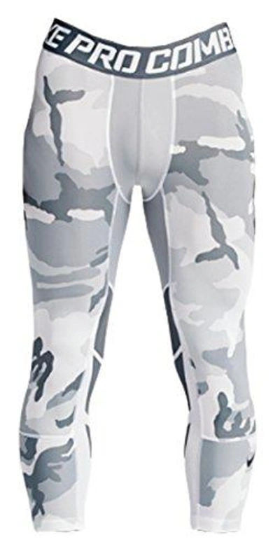 Nike Pro Combat Hypercool Compression Woodland 3/4 Training Tights In  Woodland Camo White Cool Grey | ModeSens