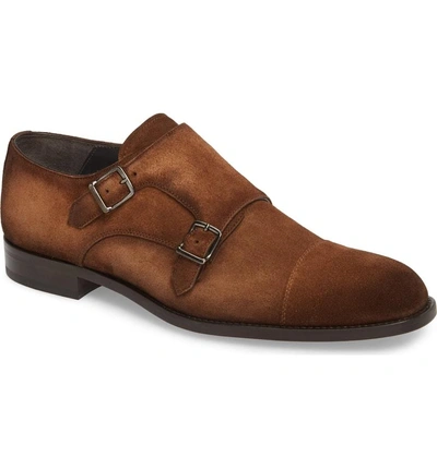 To Boot New York Quentin Cap Toe Monk Shoe In Brown Suede Leather