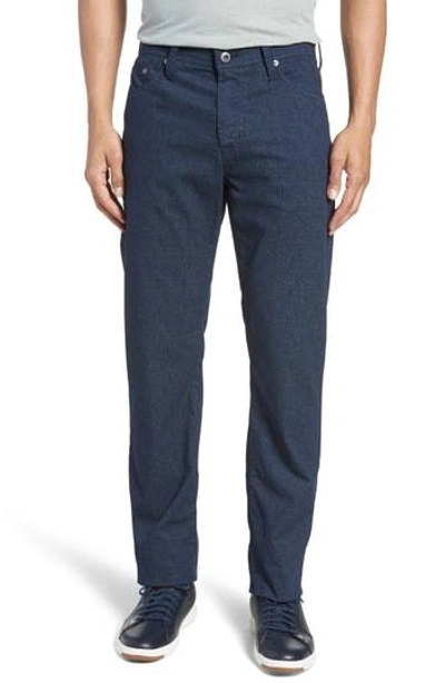 Ag Everett Sud Print Slim Straight Leg Pants In Fine Plaid Blue Vault
