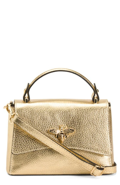 Persaman New York Leather Satchel Bag In Gold