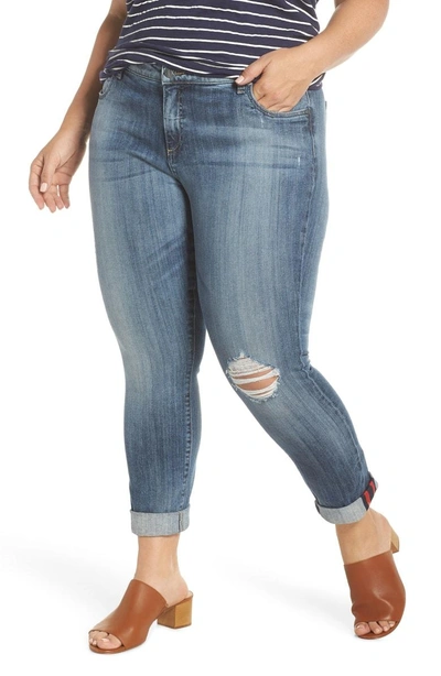 Kut From The Kloth Catherine Ripped Boyfriend Jeans In Fondly W/ Medium Base Wash