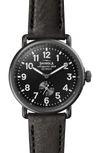 Shinola 'the Runwell' Leather Strap Watch, 41mm In Black/ Orange/ Silver