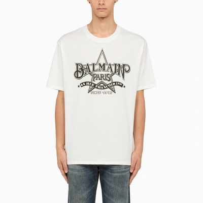 Balmain White Crew-neck T-shirt With Logo
