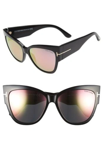 Tom Ford Anoushka 57mm Gradient Cat Eye Sunglasses - Black/ Pink Lapo