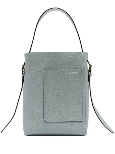 Valextra Small Leather Bucket Bag In Blue
