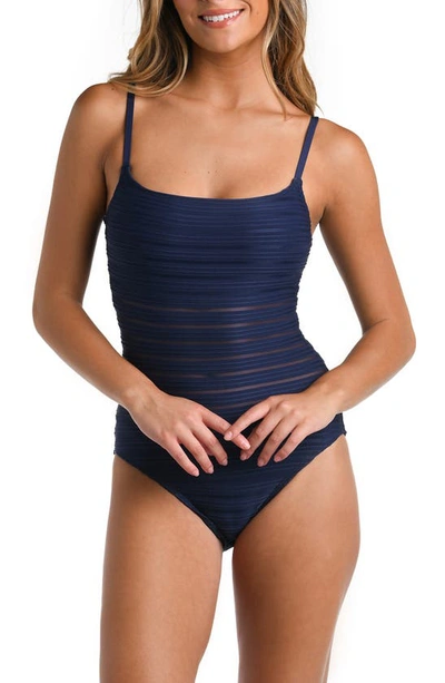 La Blanca Ribbed One Piece Swimsuit In Indigo