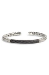 John Hardy Sterling Silver Classic Chain Black Sapphire & Black Spinel Flex Cuff In Silver/ Black Sapphire