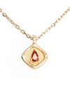 Lulu Dk Teardrop Monthstone Pendant Necklace In January - Garnet Red