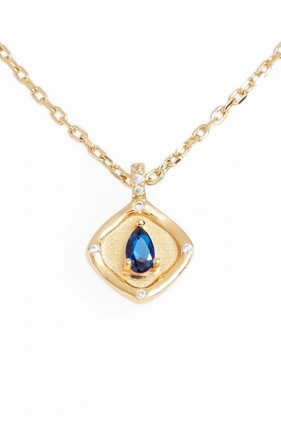 Lulu Dk Teardrop Monthstone Pendant Necklace In September - Sapphire Blue