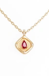 Lulu Dk Teardrop Monthstone Pendant Necklace In July - Ruby Red