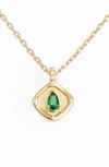 Lulu Dk Teardrop Monthstone Pendant Necklace In May - Emerald Green