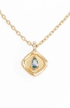 Lulu Dk Teardrop Monthstone Pendant Necklace In December - Topaz Blue