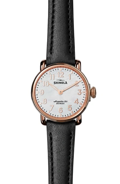 Shinola The Runwell Leather Strap Watch, 28mm In Dark Cognac/ White/ Silver