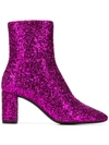 Saint Laurent Loulou Glitter Bootie In Pink