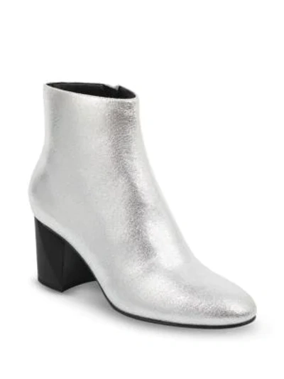 Kendall + Kylie Hadlee Leather Booties In Silver