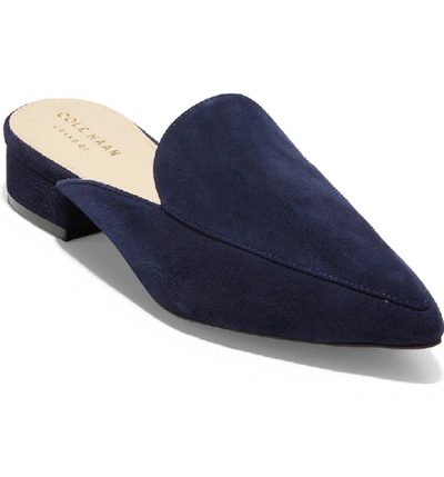 Cole Haan Piper Loafer Mule In Marine Blue Suede