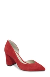 1.state Sisteen Half D'orsay Pump In Scarlet Suede