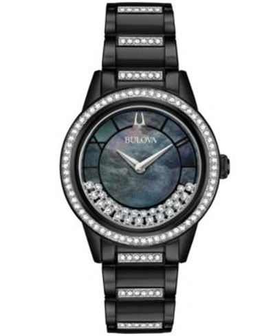 Bulova Women's Turnstyle Black Stainless Steel & Swarovski Crystal Bracelet Watch 32.5mm