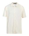 Daniele Fiesoli Man Shirt Ivory Size S Linen, Elastane In White