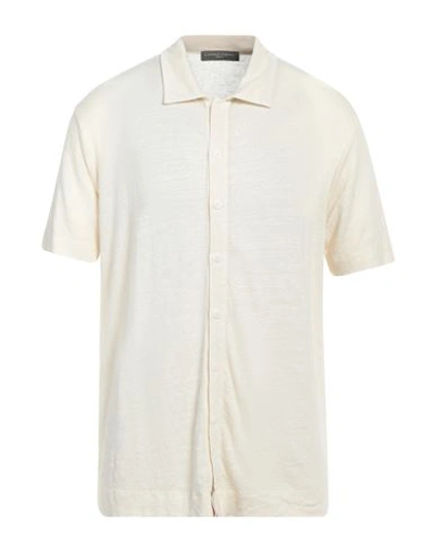 Daniele Fiesoli Man Shirt Ivory Size S Linen, Elastane In White
