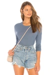 James Perse Long Sleeve Crew Top In Blue