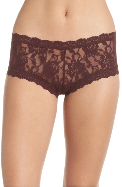 Hanky Panky 'signature Lace' Boyshorts In Hickory Red