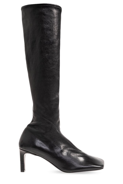 Jil Sander 70mm Leather Knee Boots In Black