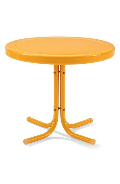 Crosley Radio Griffith Metal Round Side Table In Tangerine Gloss