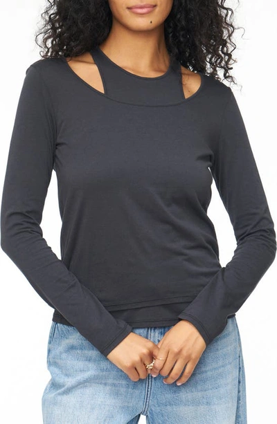 Pistola Leah Layered Long Sleeve Top In Washed Black
