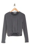 Lush Front Twist Long Sleeve T-shirt In Charcoal