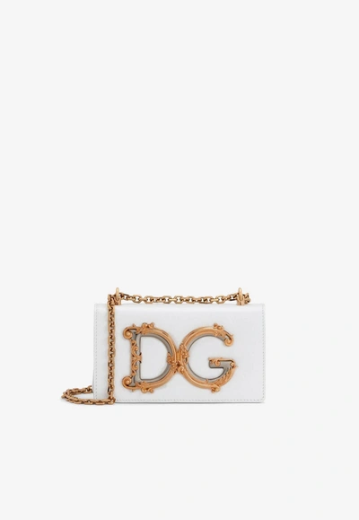 Dolce & Gabbana Dg Girls Leather Phone Bag In White