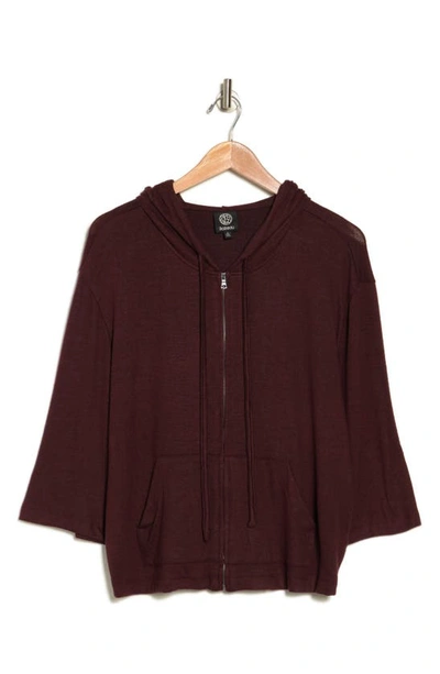 Bobeau Cozy Full Zip Hoodie In Wine