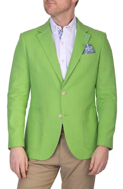 Tailorbyrd Solid Notch Lapel Linen Blend Sport Coat In Lime
