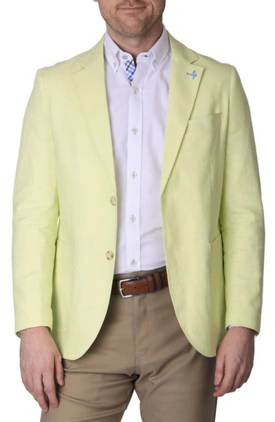 Tailorbyrd Solid Notch Lapel Linen Blend Sport Coat In Yellow