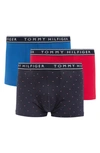 Tommy Hilfiger 3-pack Stretch Cotton Trunks In Blue Velvet