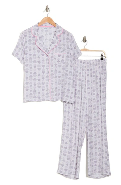 Splendid Print Pajamas In Grey Etched Heart