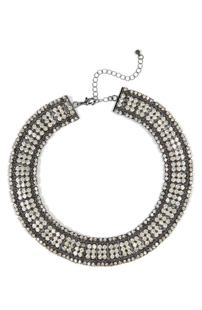 Natasha Crystal Collar Necklace In Gunmetal Jet Crystal