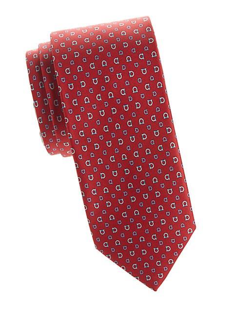Salvatore Ferragamo Gancini-print Silk Tie In Red | ModeSens
