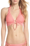 Robin Piccone Halter Bikini Top In Salmon