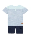 7 For All Mankind Baby Boy's Two-piece Crewneck Tee And Cargo Shorts Set In Khaki Blue