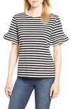 Jcrew Ruffle Sleeve Tee In Black White